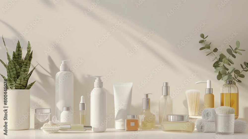 3D render of Beauty and skincare routines 3D render of Beauty and skincare routines