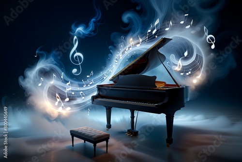 abstract musical background with piano and notes