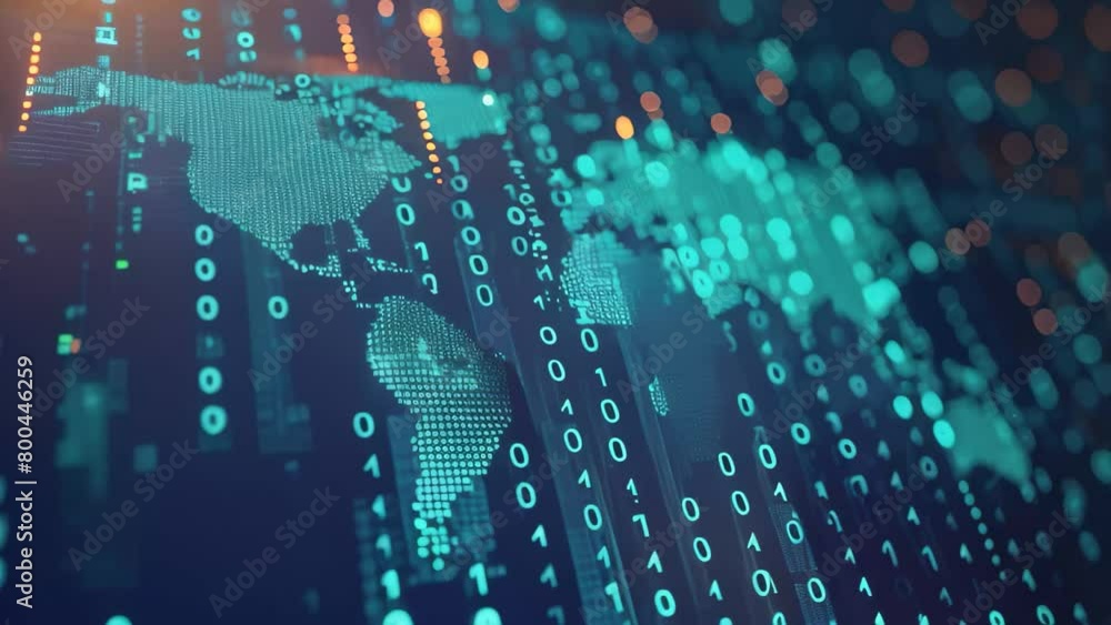 A digital screen showcases a world map, providing a clear and ...