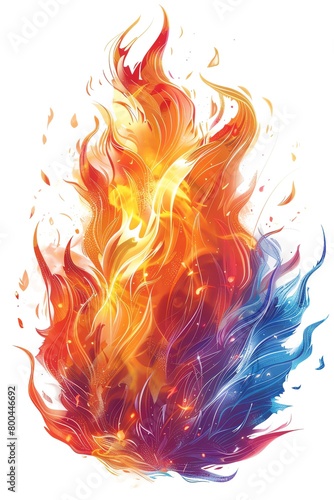 An illustration of a watercolor fire. The fire is blue at the bottom and yellow at the top.