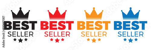 Set of best seller stickers, badges, labels vector illustration. Vintage Bestseller Vector Icons. 11:11