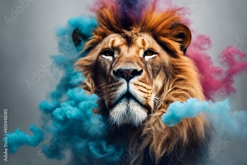 colorful Smoke in the form of a lion © Jawad