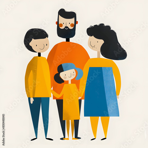 a cartoon illustration of a family standing next to each other