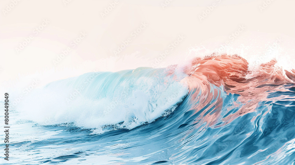 A mesmerizing and dreamy wave with gentle pastel tones, against a clean white backdrop.