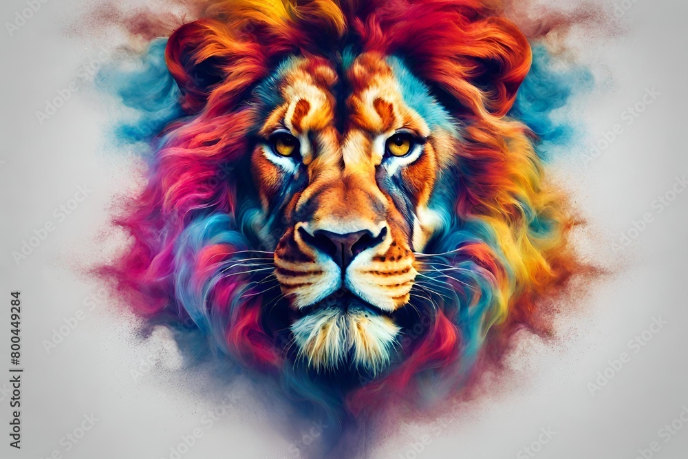 colorful Smoke in the form of a lion