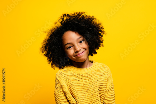 Black kid in studio smiling. photo