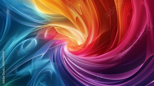 Abstract painting with bright rainbow colors.