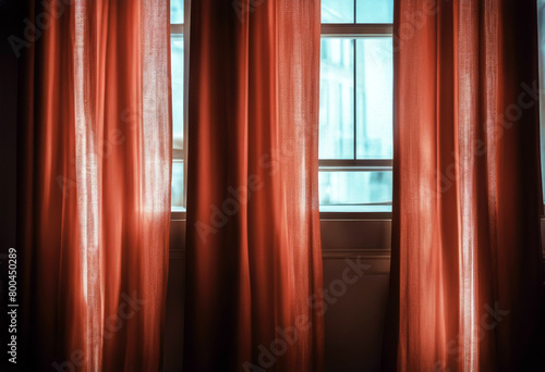  out cloth theatrical washed red scolored straight thick details curtain and hanging vibrant Partly texture Anticipation opened poduim vintage open gap abstract art background broadway 