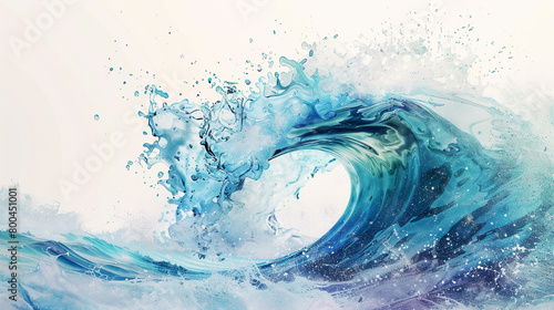 A mesmerizing and dreamy wave with watercolor effects, against a clean white background.