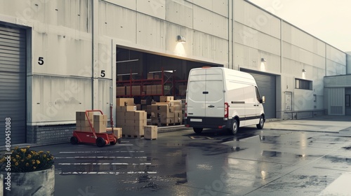 White Delivery Van at Warehouse