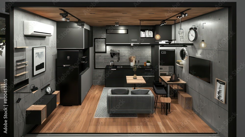 tiny house layout with one bedroom and modern simple aesthetics tiny house layout with one bedroom and modern simple aesthetics