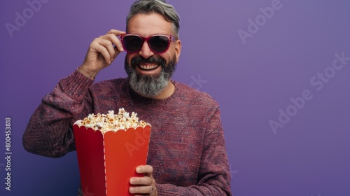 Smiling Man with Popcorn Sunglasses photo