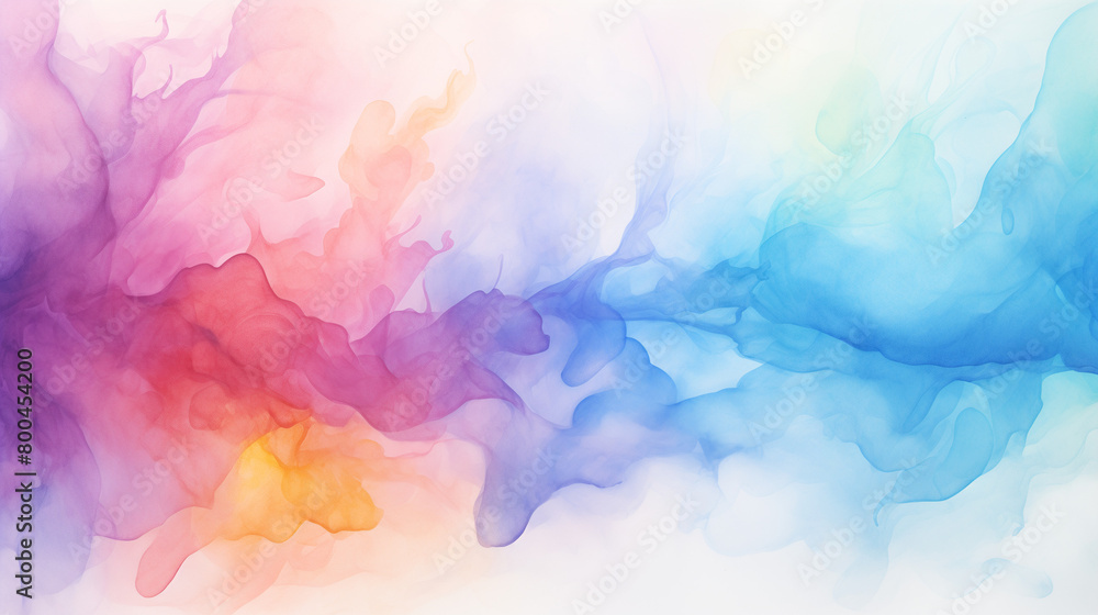Watercolor Smoke Pattern, Blending Rainbow Colors, Fluid Abstract Background