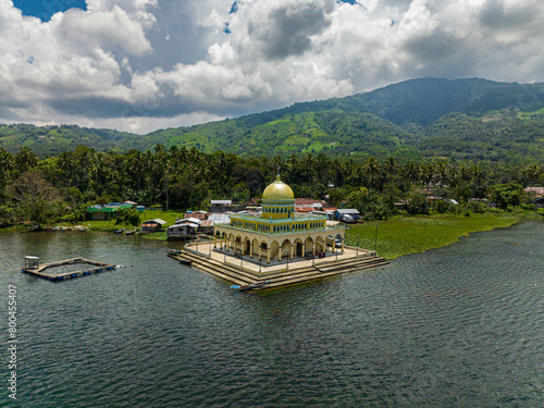 Linuk Masjid a mosque beside the Lake Lanao in Lanao del Sur. Blue sky and clouds. Mindanao, Philippines. Blue sky and clouds. photo