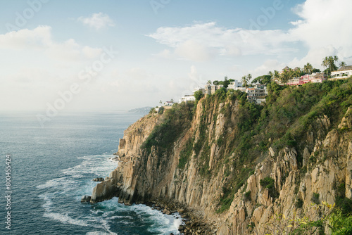 Beautiful view in Mexico Acapulco, of a mountain with a cliff 
