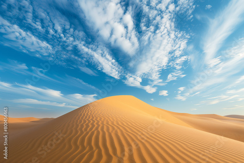 Expansive desert landscape. A panoramic vista of sand dunes
