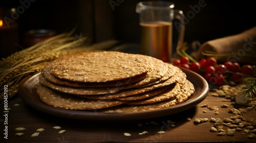  Oatcakes on wooden table in vector art.  photo