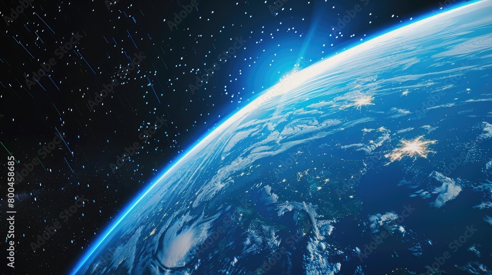 Obraz premium Earth enveloped in a blue glow, symbolizing ozone protection, with educational info. International Ozone Protection Day, 16 September