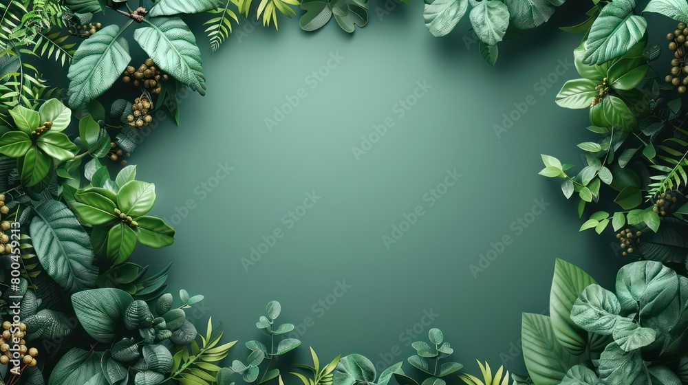 Naklejka premium botanical border tridimensional frame illustration background