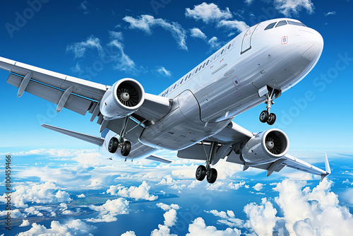 Airplane Aeroplane flight above fly on the sky  background isolate wallpaper airplane above the cloud