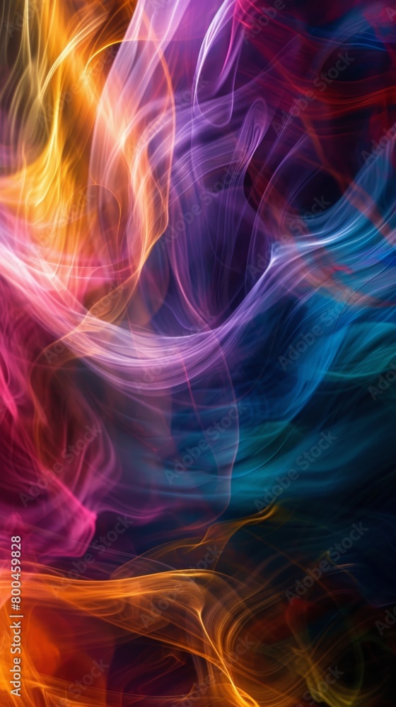 Colorful abstract smoke patterns on a dark background