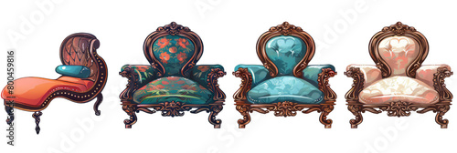 Victorian Chaise Lounges  .isolated on white background, png die-cut