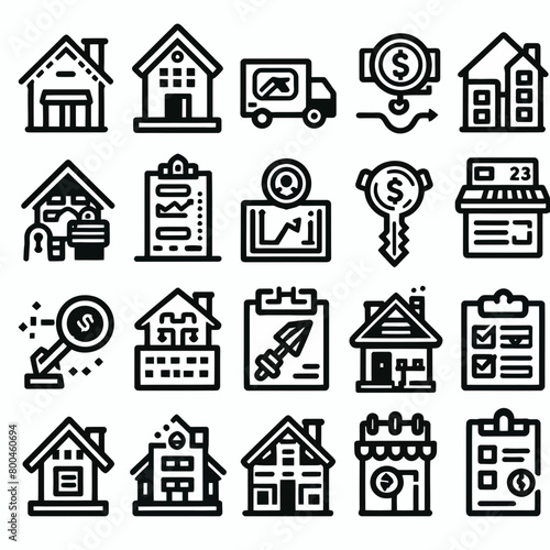  outline outline real estate icon silhouette vector illustration white background. real estate  property  buying  renting  house  home. Outline icon collection. Editable stroke