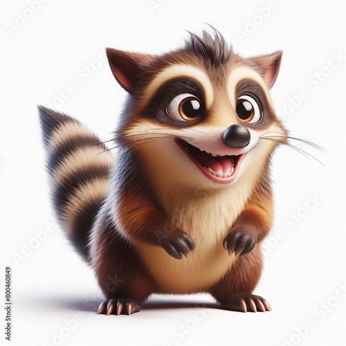 cartoon raccoon on white