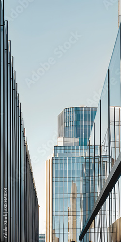 Edifício de Escritórios Moderno com Fachada de Vidro Refletivo