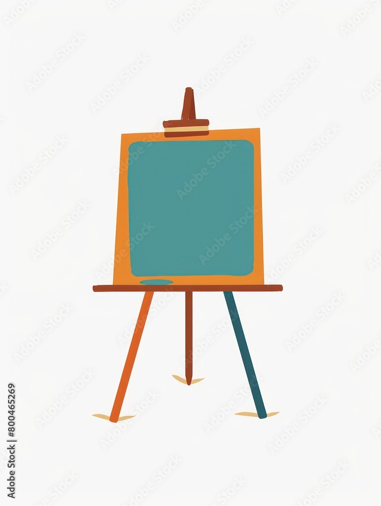 easel illustration icon with canvas on a white background in teal and orange colors easel illustration icon with canvas on a white background in teal and orange colors