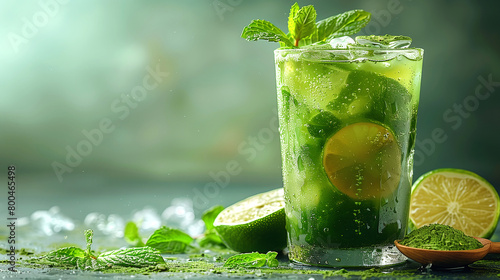 Matcha Mojito: combination of lime juice, mint leaves, sparkling water, matcha powder and a sweetener for a twist on the classic mojito.
