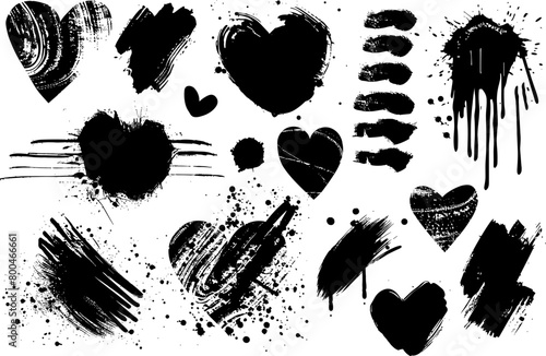 Set of vector brushes  brush stroke patterns. Grunge design elements for social networks. Rectangular text boxes or speech bubbles. Banners with messy disaster texture for stories and social media pos
