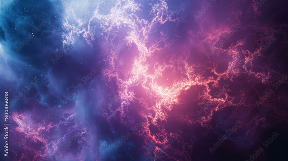 A colorful space scene with a purple and pink cloud