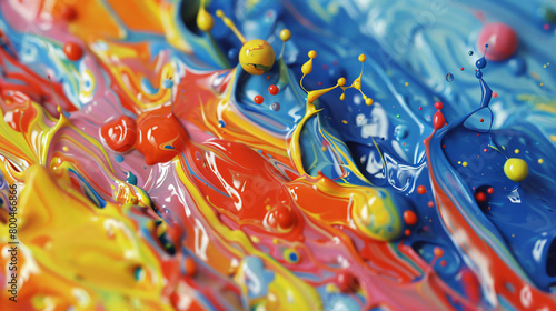 Multi_colored_paint_drops_splashing_on_abstract_background