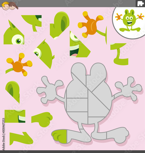 jigsaw puzzle game with cartoon monster character