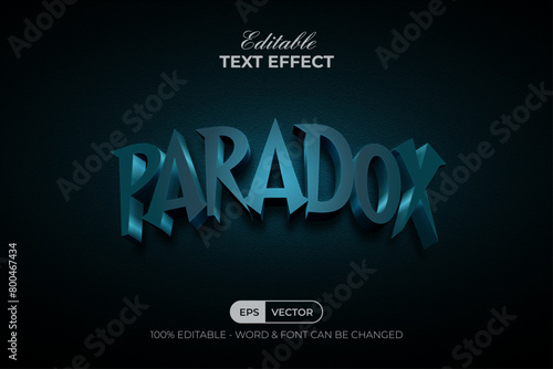 Paradox Text Effect Blue Metal Cinematic Style. Editable Text Effect Vector. (ID: 800467434)