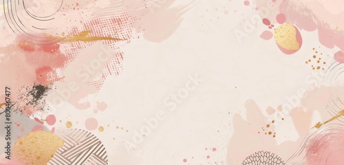 A light beige background with pink and gold accents, featuring Japanesestyle patterns Generative AI photo