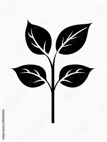 leaves on a short stem symbol icon in black isolated on a white background