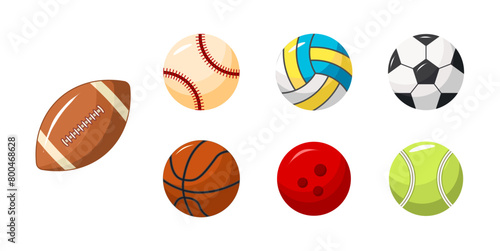 Collection of sports balls  including a football  basketball  and tennis ball