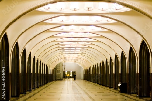 Russia s Moscow metro station on Mayakovskaya Row of arches in Venice s Piazza San Marco  beneath the Doge s Palace. The well-known location in Venice.  
