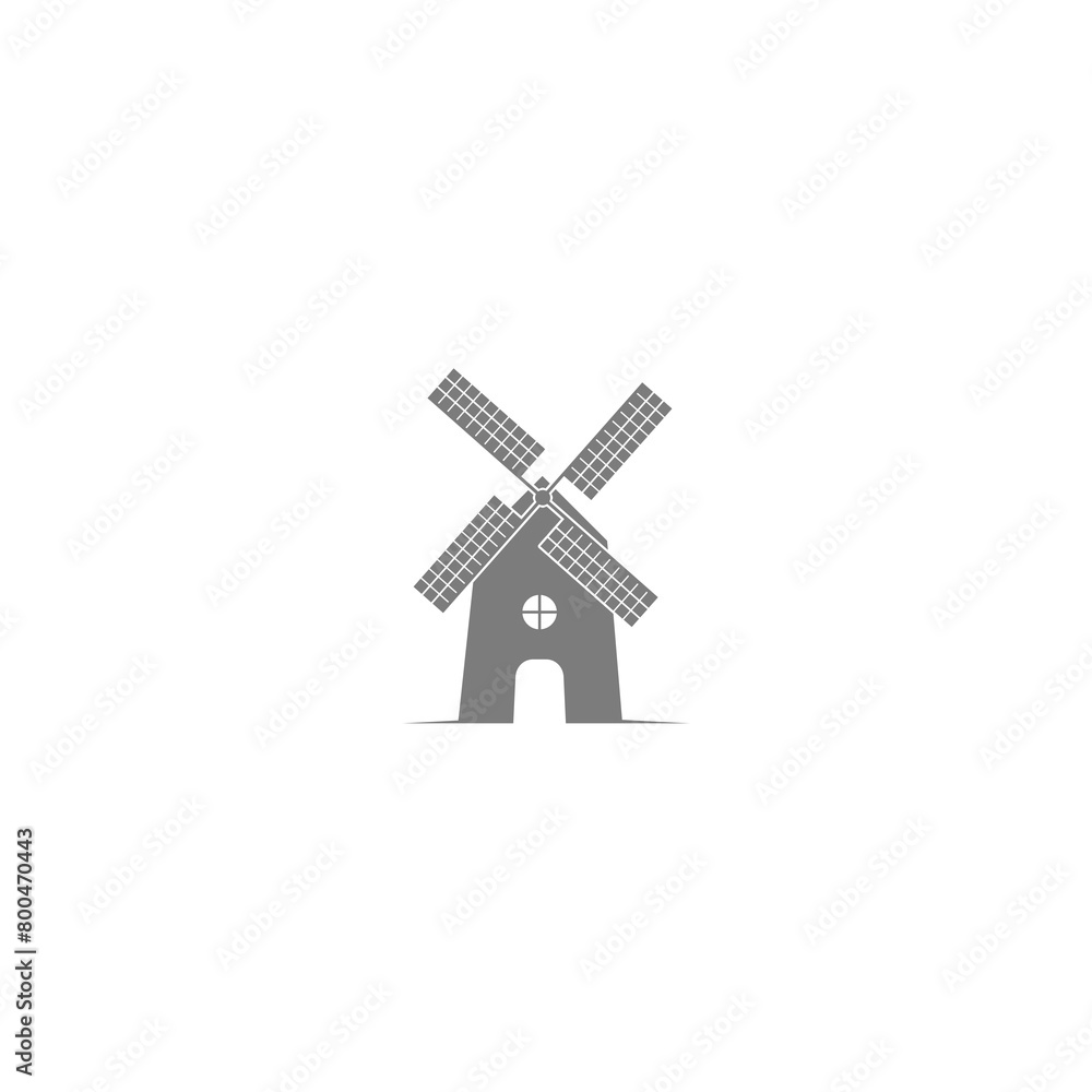 Wheat windmill icon isolated on white background