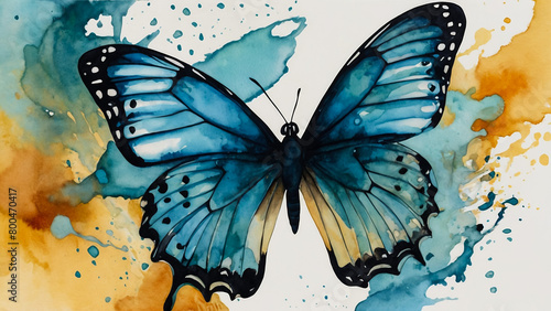 Butterfly watercolor vector white background   