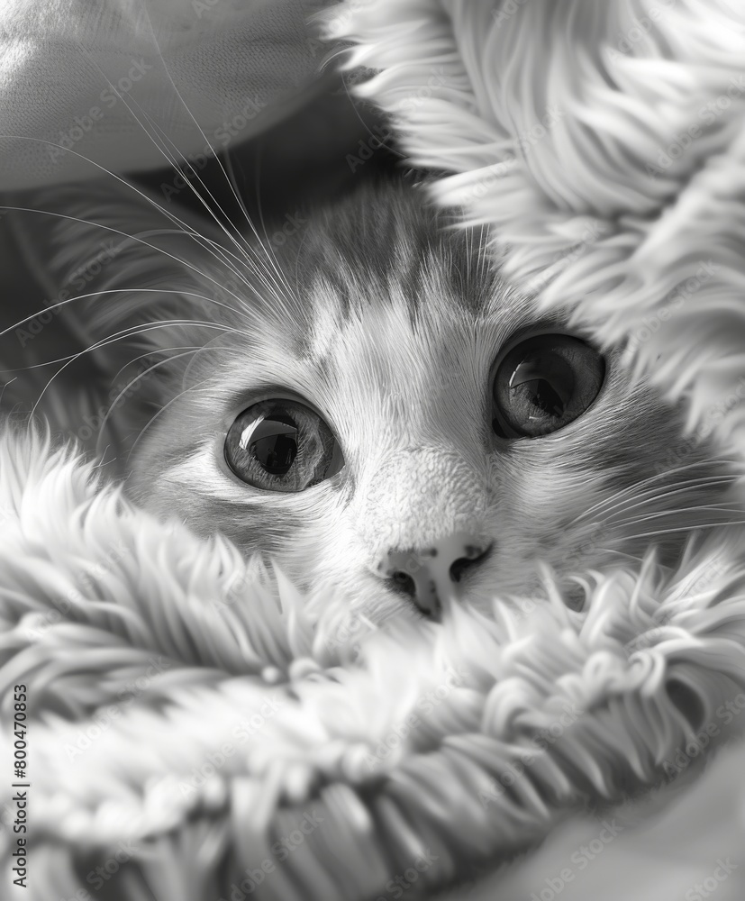 Playful Kitten in Black and White Playful Kitten in Black and White