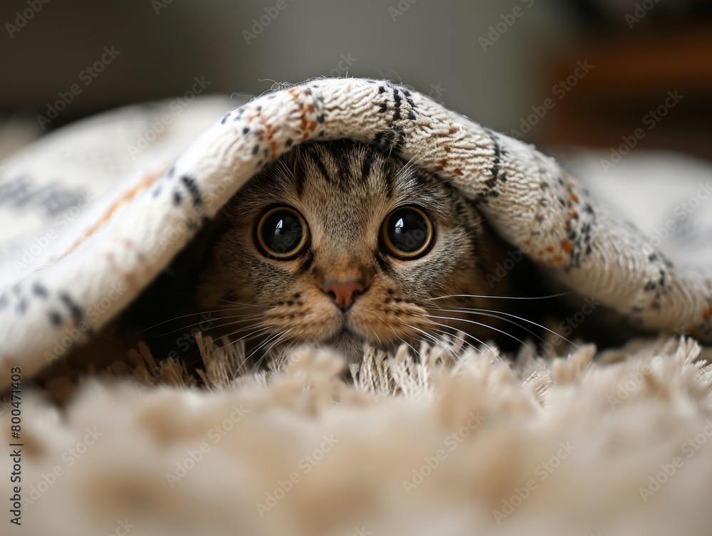 A Cat Peeking Out From Under a Blanket