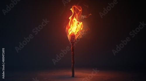 burning flame on a short stick illustration