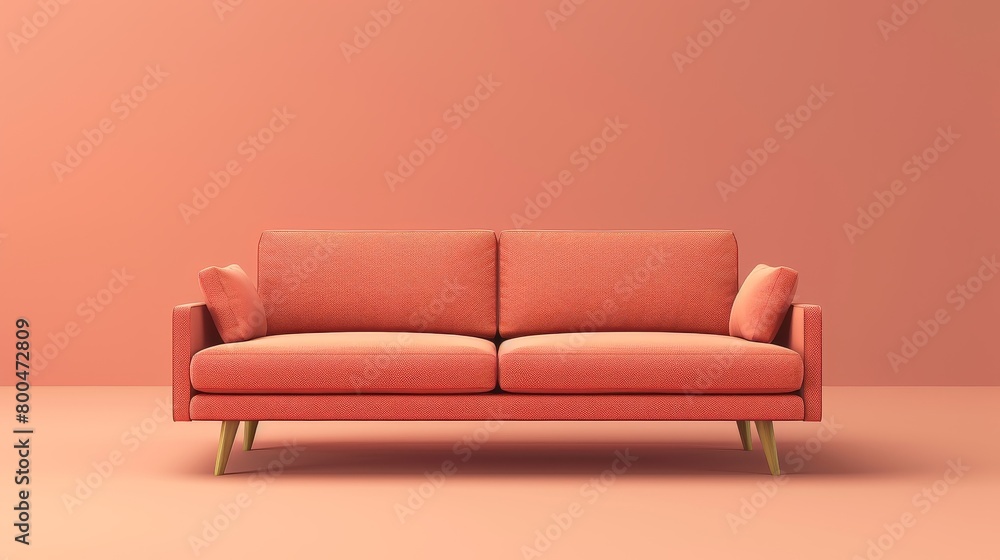 Fabric Sofa Modern Living: A 3D vector illustration showcasing a fabric sofa in a modern living room setting Fabric Sofa Modern Living: A 3D vector illustration showcasing a fabric sofa in a modern living room setting