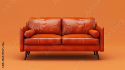 Leather Sofa Style: A 3D vector illustration highlighting the stylish and versatile nature of a leather sofa © MAY