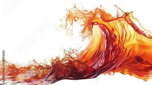 A fiery vermilion tide wave isolated on solid white background. photo