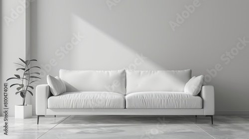 Living Room Sofa Minimalist: A 3D vector illustration of a minimalist sofa in a living room