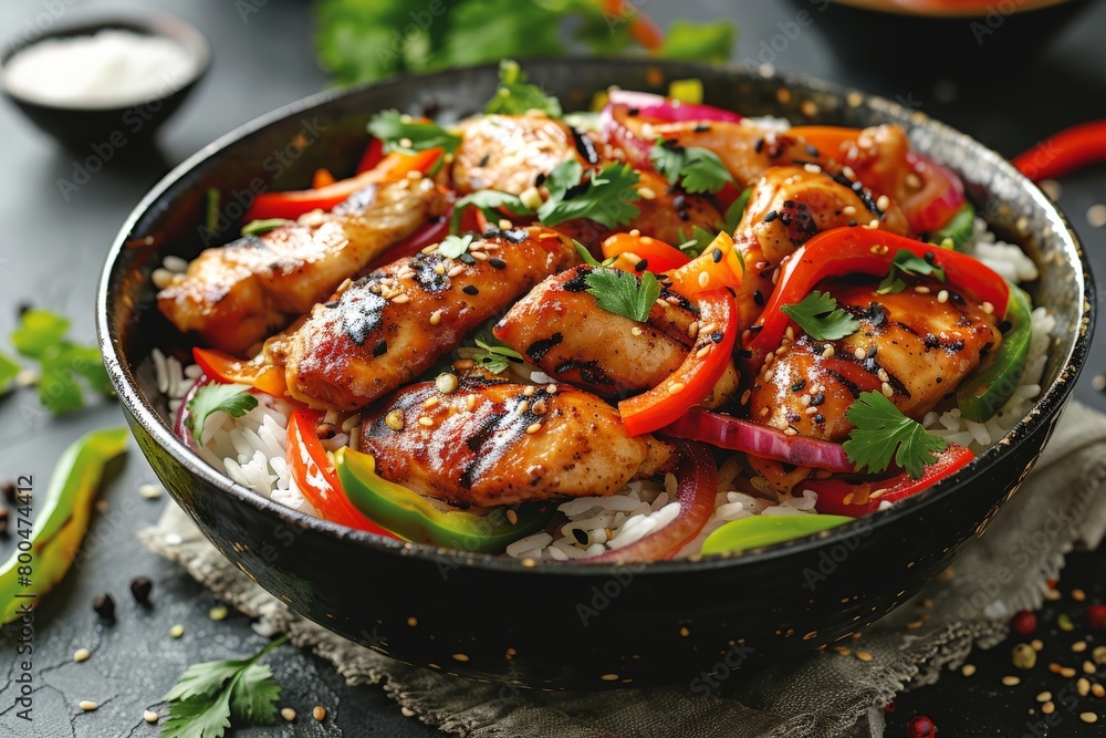 Healthy Chicken and Vegetable Stir-Fry Over Rice Bowl Healthy Chicken and Vegetable Stir-Fry Over Rice Bowl